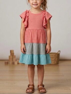 Bonnie Jean Girl Pink & Blue Casual Dress